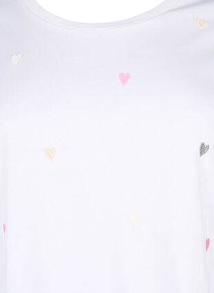 Zizzi Luomupuuvillasta valmistettu T-paita sydämillä, Bright W. Love Emb., Packshot image number 2