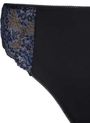 Zizzi Pitsikoristellut g-stringit mikrokuitua, Black w Blue, Packshot image number 2