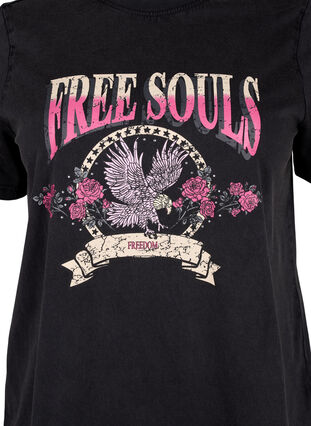 Zizzi Luomupuuvillainen T-paita kotka-kuviolla, Grey Free Souls, Packshot image number 2