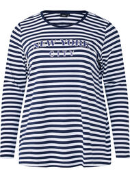 Raidallinen pusero printillä, White w.Navy Stripe