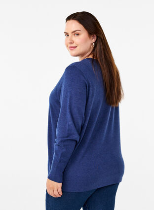 Zizzi FLASH – Neulepusero, jossa on pyöreä pääntie, Estate Blue Mel., Model image number 1