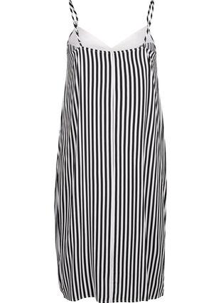 Zizzi FLASH - Raidallinen nauhaolkainmekko viskoosista, Black White Stripe, Packshot image number 1