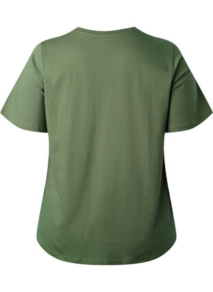 Zizzi Luomupuuvillasta valmistettu t-paita tekstillä, Thyme SERENITY, Packshot image number 1