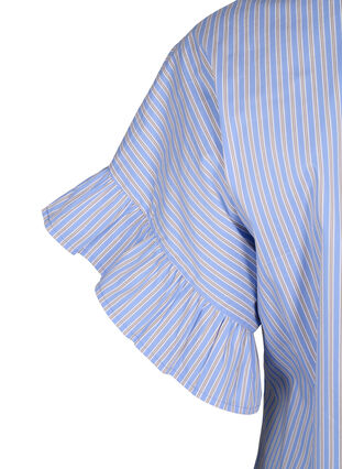Zizzi Raidallinen pusero, jossa on peplum ja röyhelöitä, Blue Stripe, Packshot image number 3
