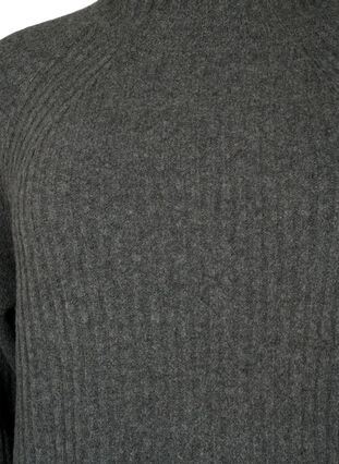 Zizzi Ribattu neulemekko poolokauluksella, Dark Grey Melange, Packshot image number 2