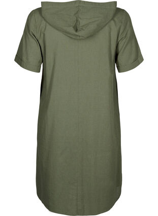 Puuvillan ja pellavan sekoitteesta valmistettu hupullinen mekko, Deep Lichen Green, Packshot image number 1