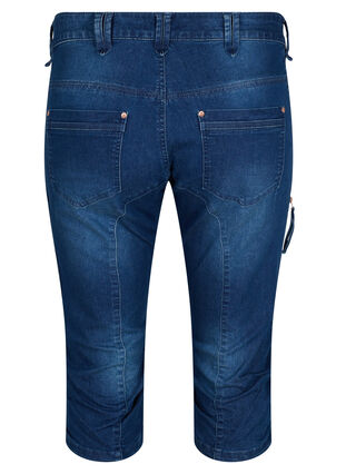 Zizzi Slim fit farkkucaprit taskuilla, Dark blue denim, Packshot image number 1