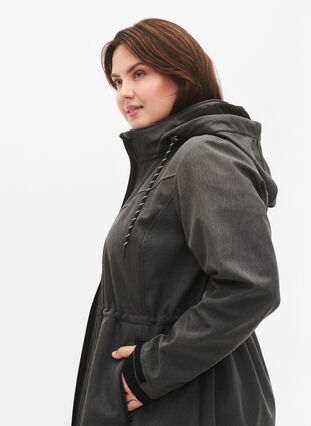 Zizzi Softshell takki irroitettavalla hupulla, Dark Grey Melange, Model image number 2