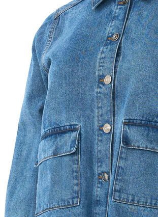 Zizzi Farkkupaitatakki taskuilla, Blue Denim, Packshot image number 2