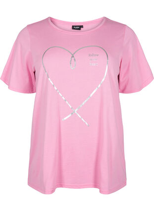 Zizzi FLASH - T-paita kuvalla, Begonia Pink, Packshot image number 0