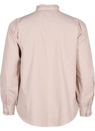 Zizzi Raidallinen paitapusero röyhelöillä, Silver Mink Stripe, Packshot image number 1
