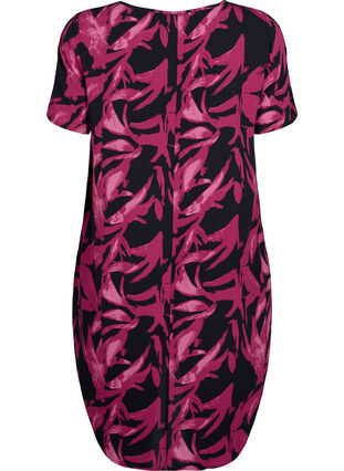 Zizzi Lyhythihainen, kuvioitu mekko, Bl.Purple Leaf AOP, Packshot image number 1